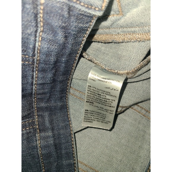 Chicos Long Denim Jacket Button Front Stretch Medium Women Size 1 - Picture 5 of 16
